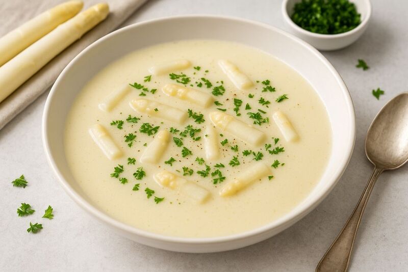 Spargelsuppe mit Wei&szlig;wein