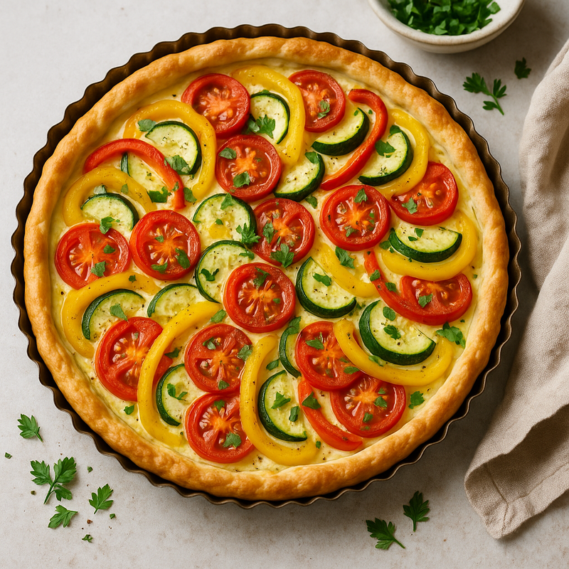 Bunte Gem&uuml;se-Tarte mit Frischk&auml;se