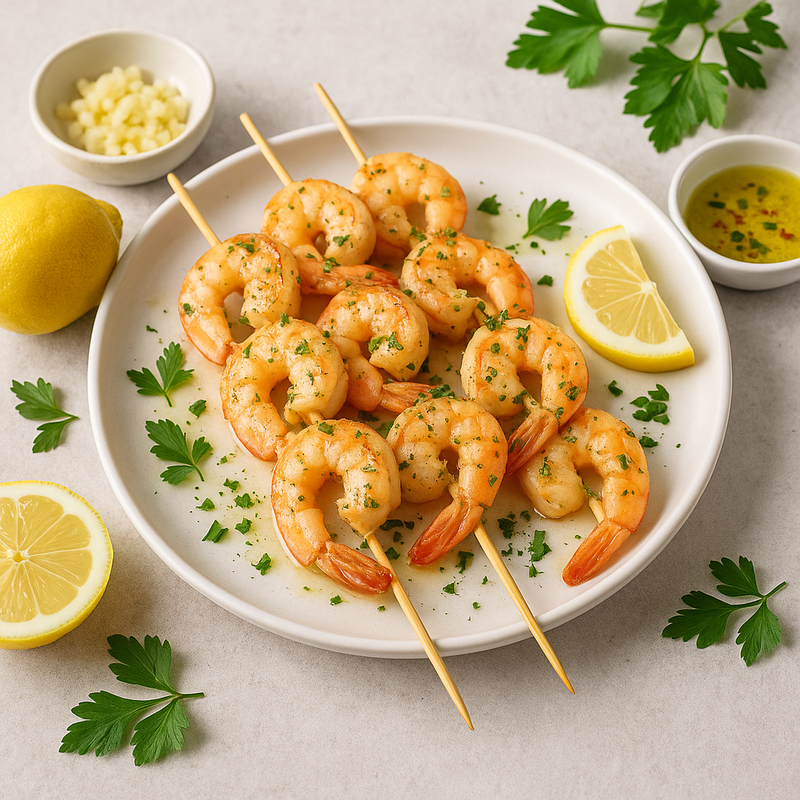 Gegrillte Garnelen mit Knoblauch & Zitrone