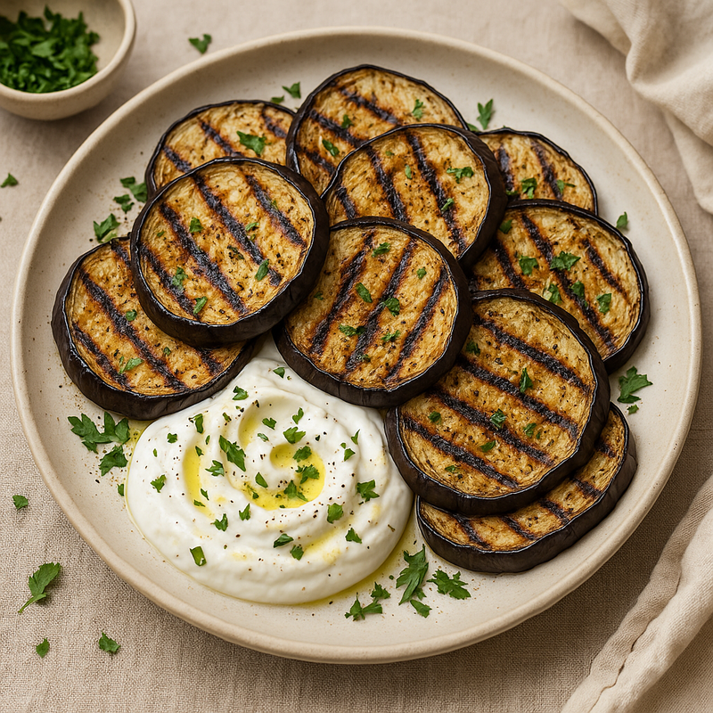 Gegrillte Auberginen mit Joghurt-Dip
