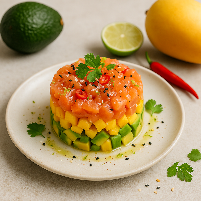 Lachstatar mit Avocado & Mango