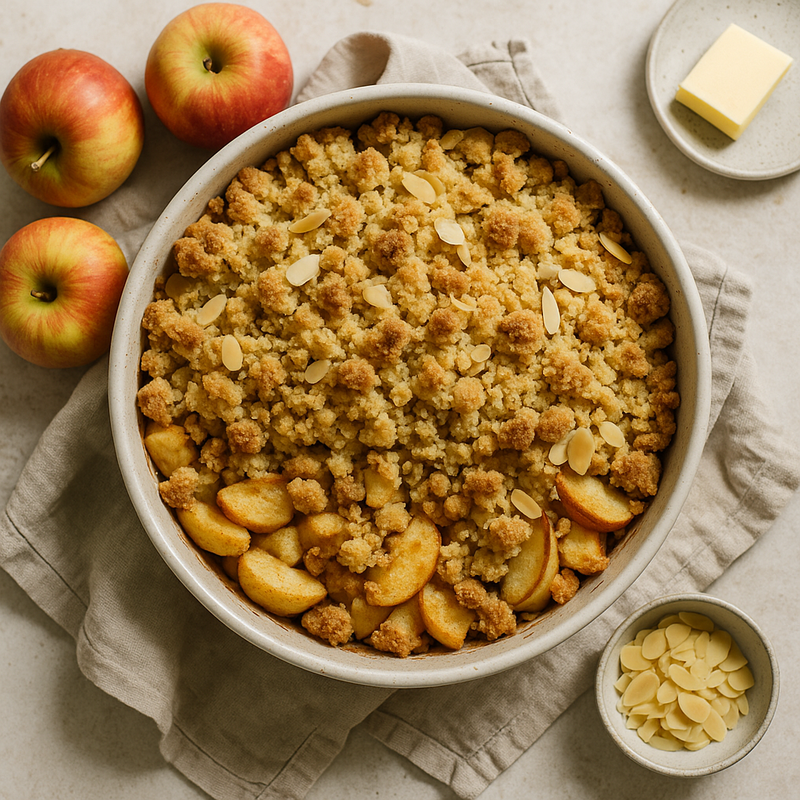 Herbstlicher Apfel-Crumble mit Mandeln