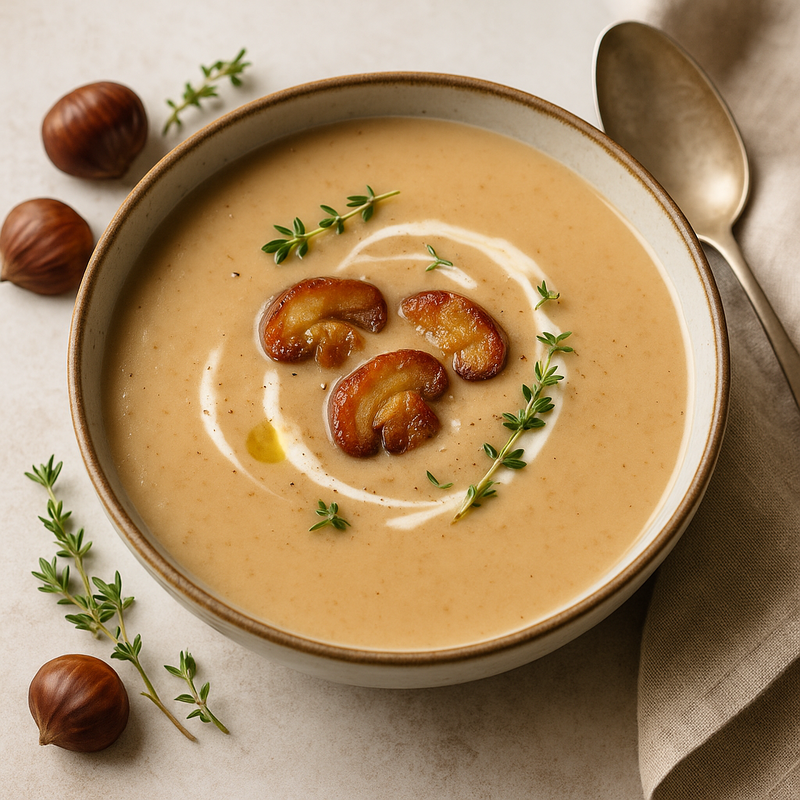 W&auml;rmende Maronensuppe mit Thymian